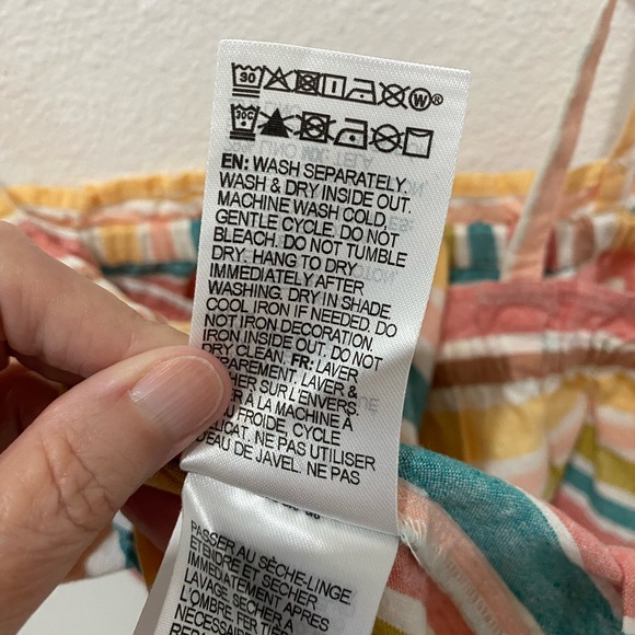 Roxy Juniors Bikini Mood Cotton & Linen Blend Striped Camisole Top - L - Picture 6 of 9